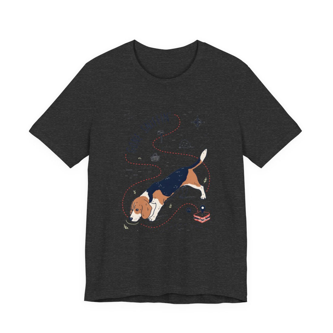 Dark Grey Heather — Front | Beagle 'Gone Sniffin'' Tee