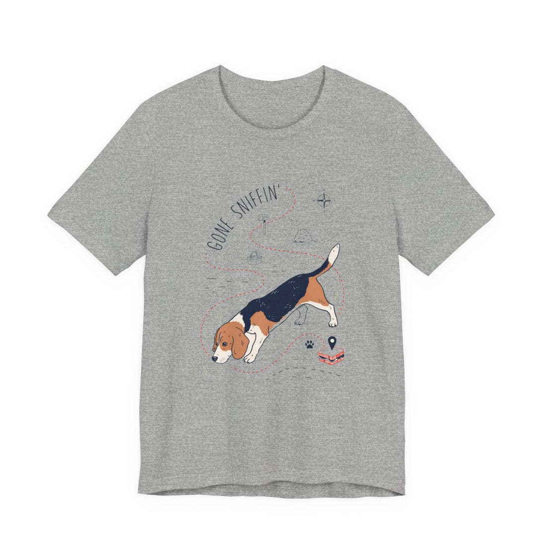 Athletic Heather — Front | Beagle 'Gone Sniffin'' Tee