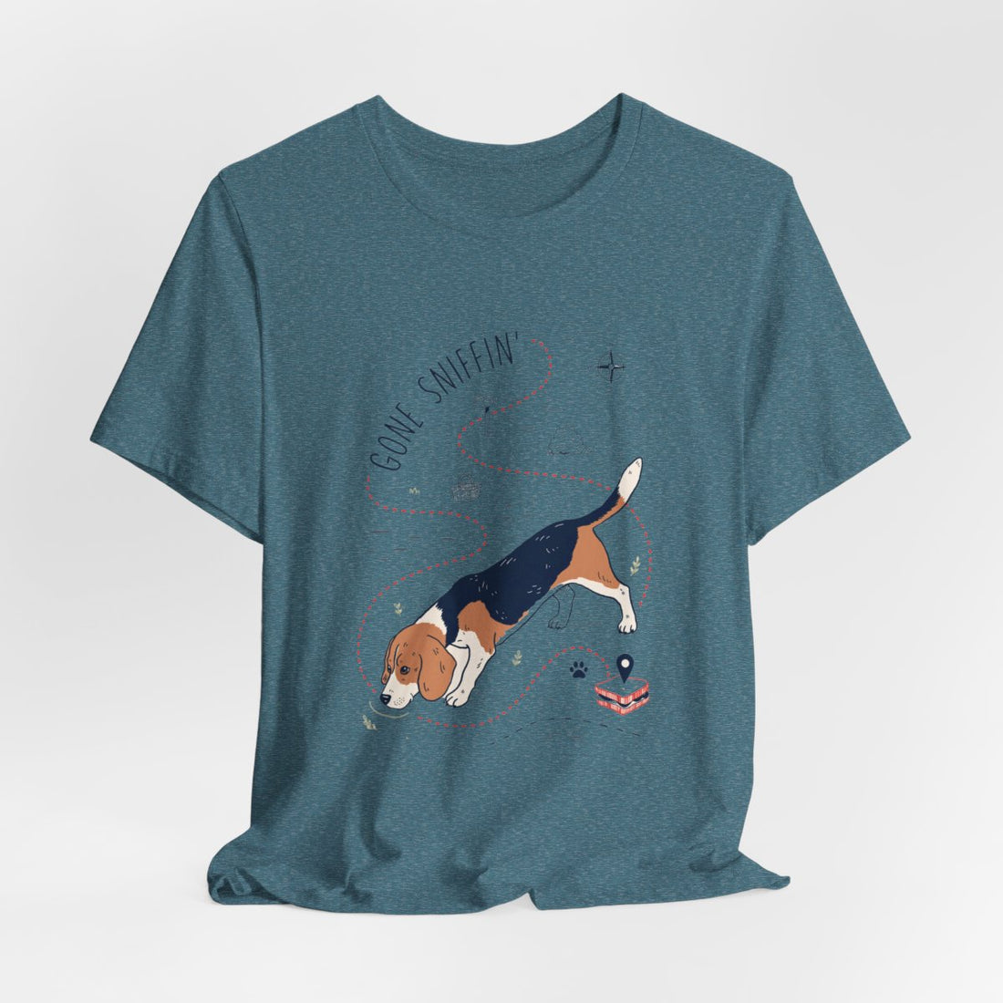 Heather Deep Teal — Hanging | Beagle 'Gone Sniffin'' Tee