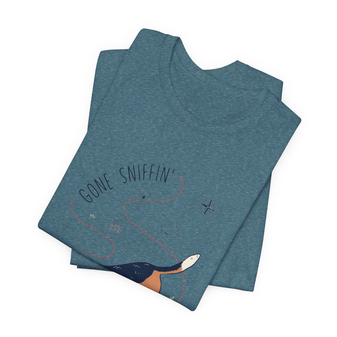 Heather Deep Teal — Folded | Beagle 'Gone Sniffin'' Tee