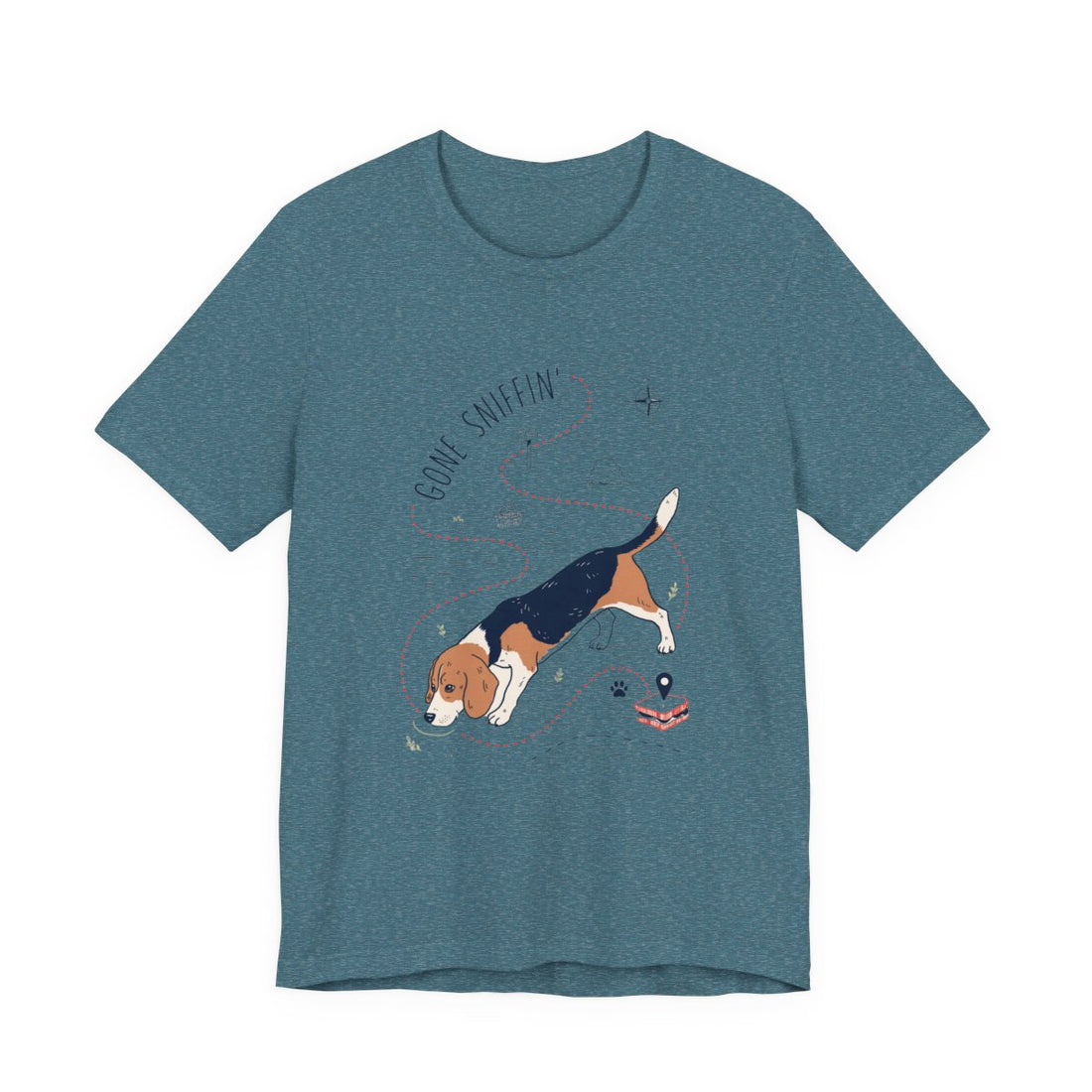 Heather Deep Teal — Front | Beagle 'Gone Sniffin'' Tee