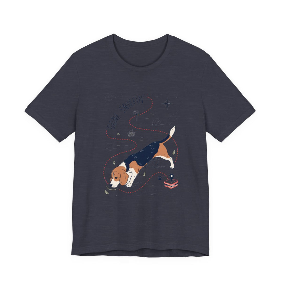 Heather Midnight Navy — Front | Beagle 'Gone Sniffin'' Tee