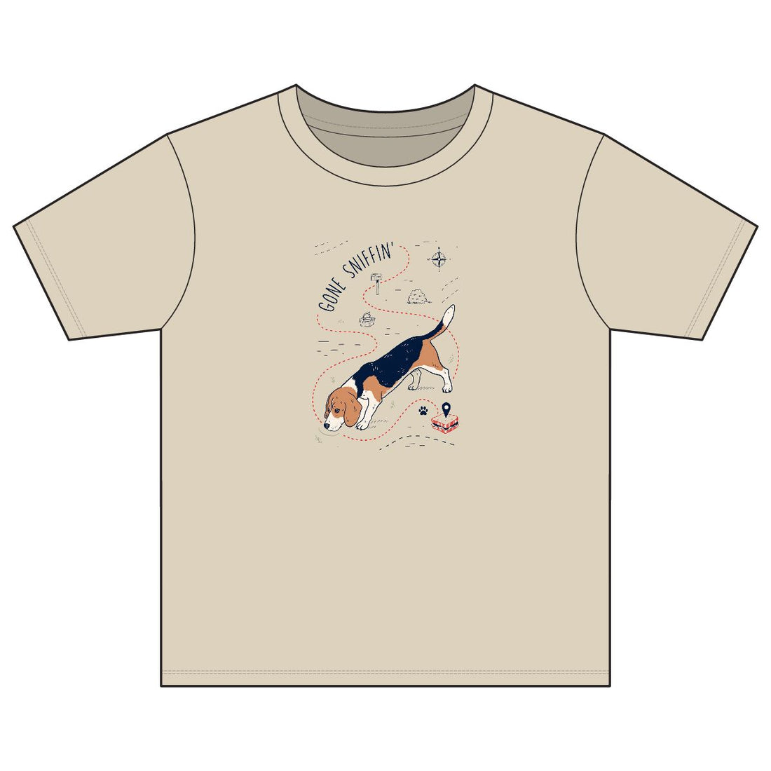 Sand — Front | Beagle 'Gone Sniffin'' Youth Tee