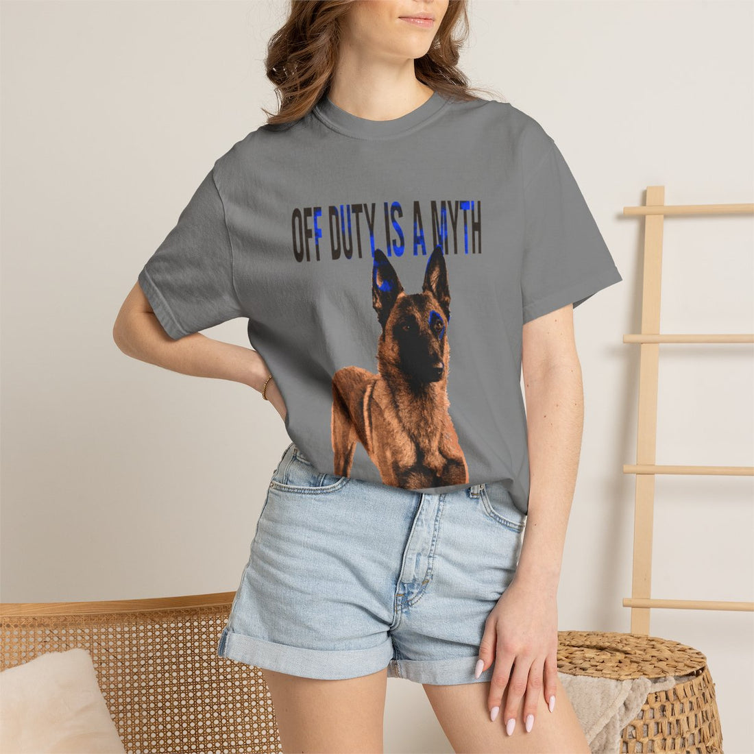 Grey — Lifestyle | Belgian Malinois 'Off Duty Is A Myth' Garment-Dyed Tee
