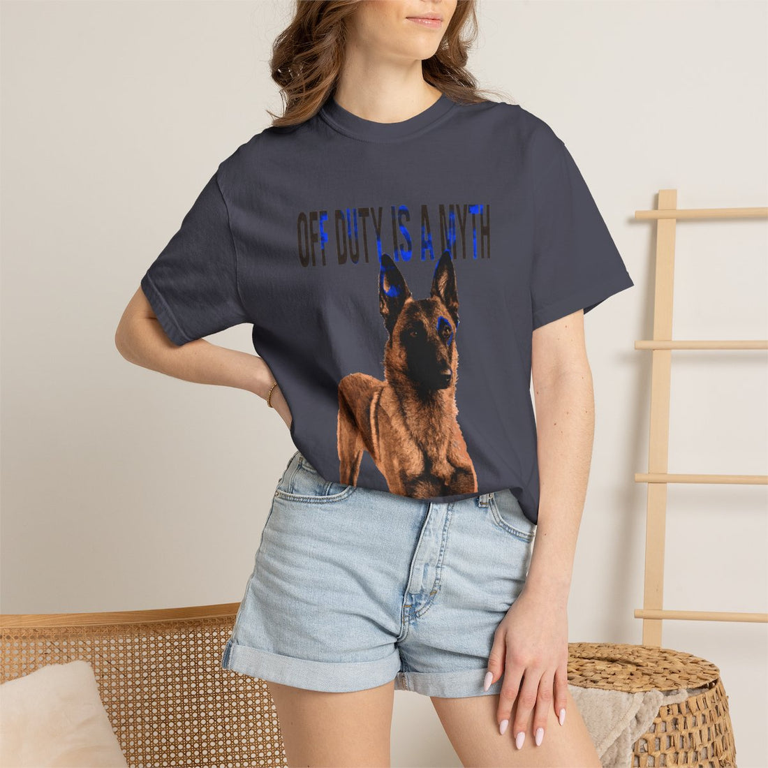 Navy — Lifestyle | Belgian Malinois 'Off Duty Is A Myth' Garment-Dyed Tee