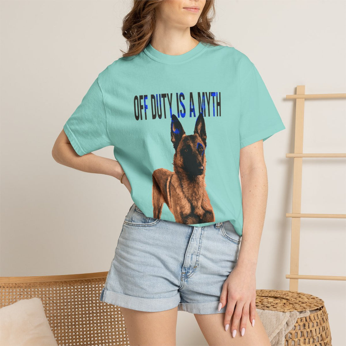 Chalky Mint — Lifestyle | Belgian Malinois 'Off Duty Is A Myth' Garment-Dyed Tee