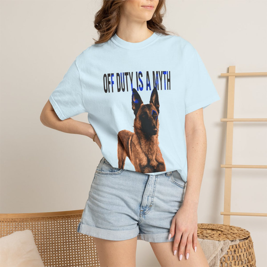 Chambray — Lifestyle | Belgian Malinois 'Off Duty Is A Myth' Garment-Dyed Tee