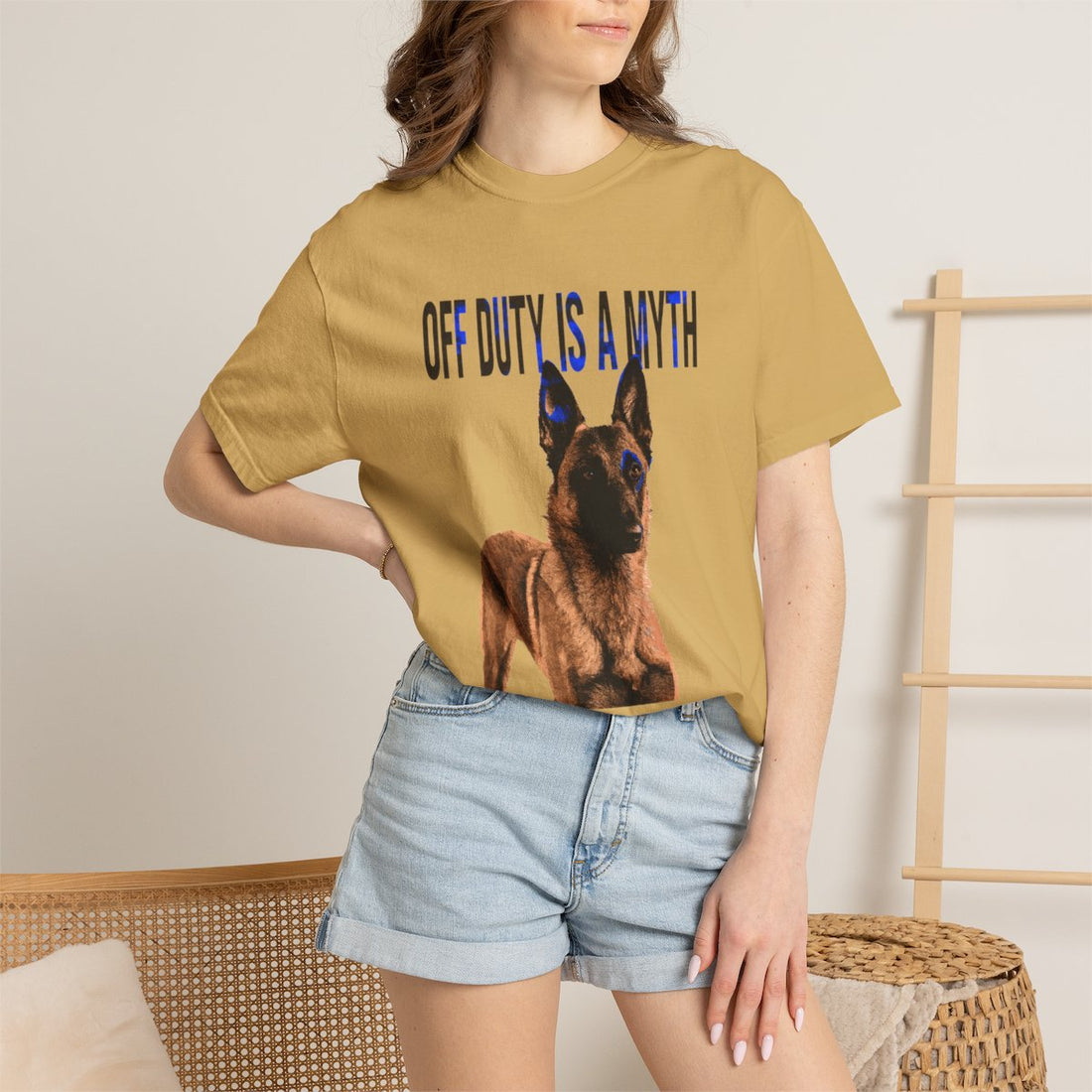 Mustard — Lifestyle | Belgian Malinois 'Off Duty Is A Myth' Garment-Dyed Tee