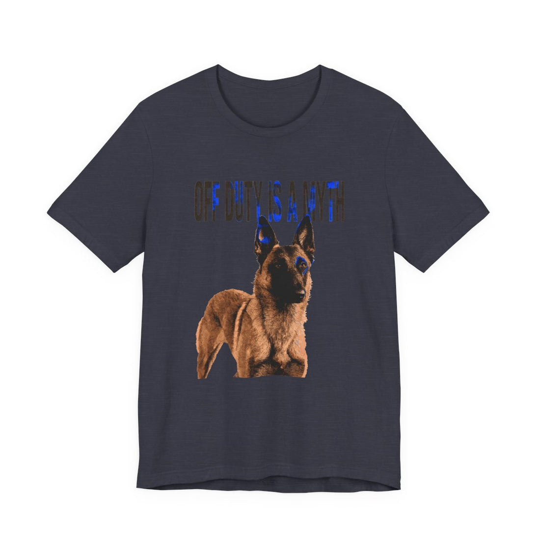 Heather Midnight Navy — Front | Belgian Malinois 'Off Duty Is A Myth' Tee