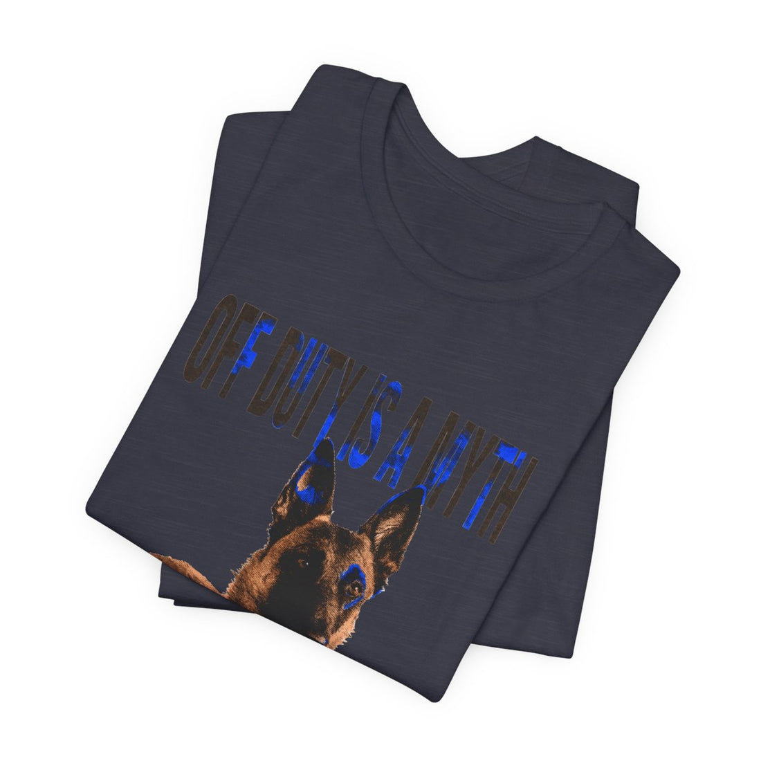 Heather Midnight Navy — Folded | Belgian Malinois 'Off Duty Is A Myth' Tee