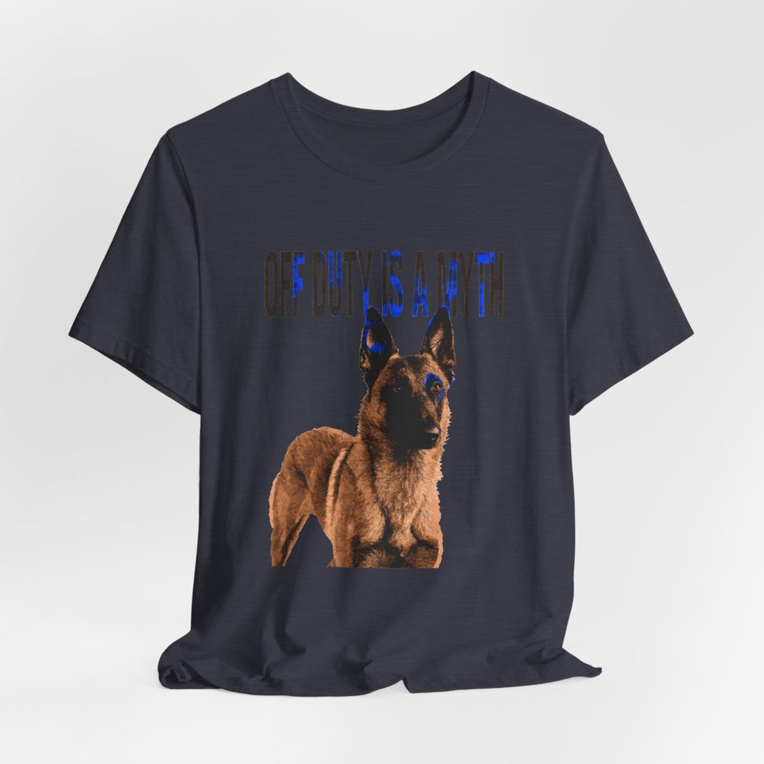 Heather Midnight Navy — Hanging | Belgian Malinois 'Off Duty Is A Myth' Tee