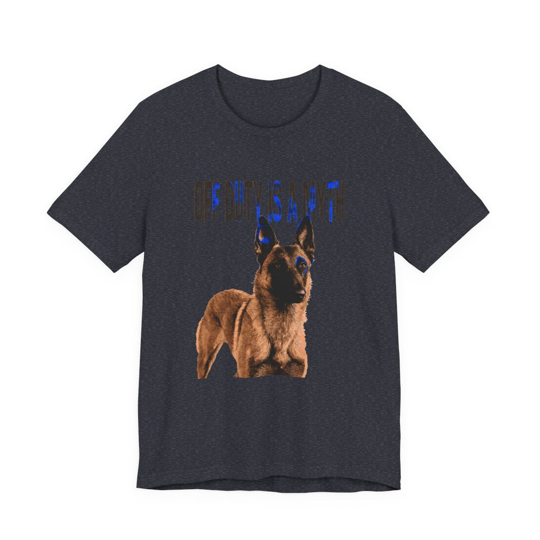 Heather Navy — Front | Belgian Malinois 'Off Duty Is A Myth' Tee