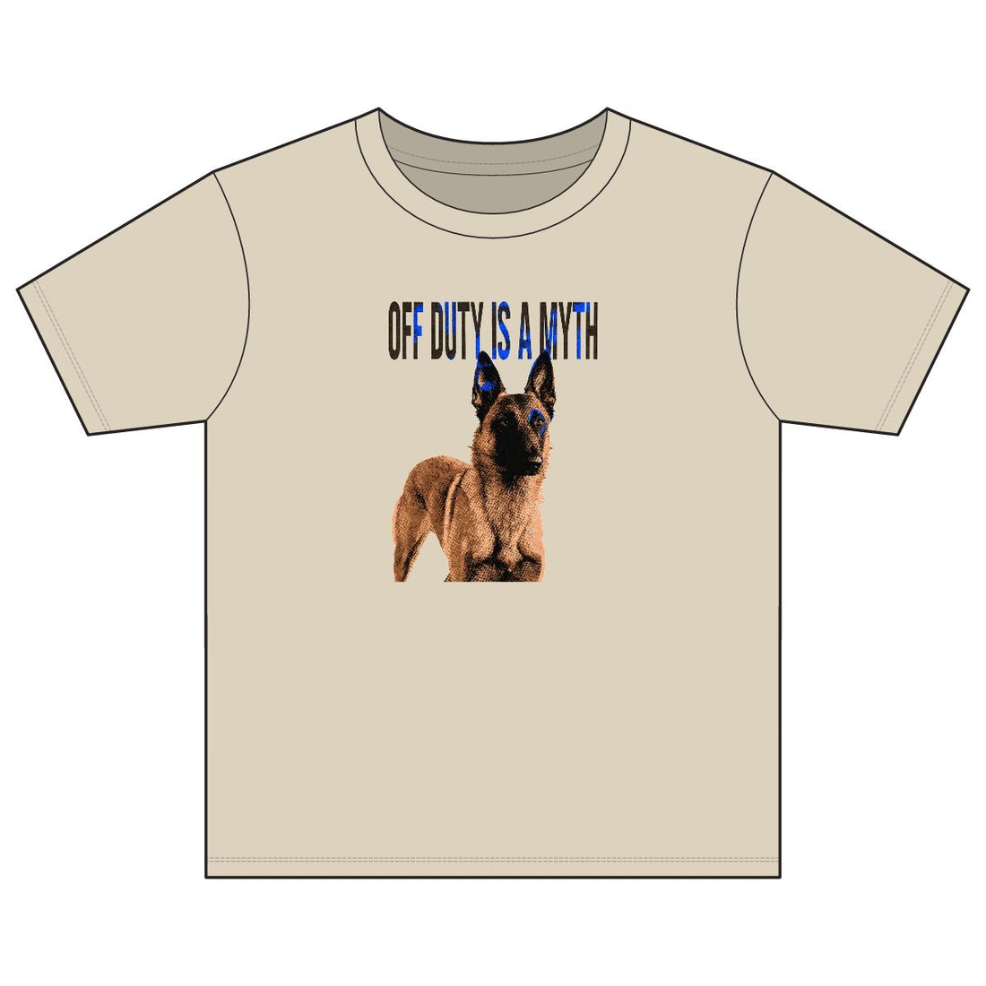 Sand — Front | Belgian Malinois 'Off Duty Is A Myth' Youth Tee