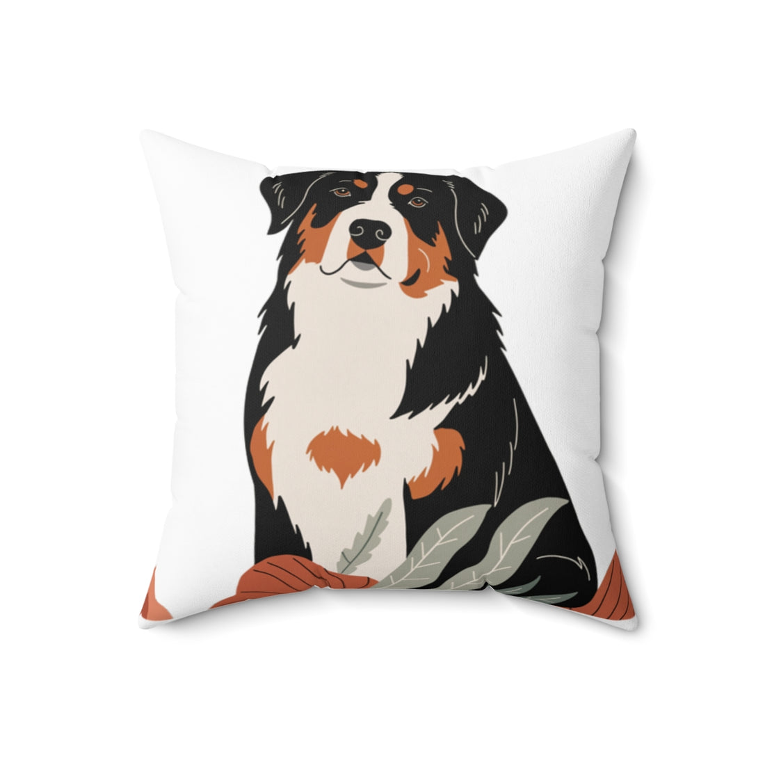18" × 18" — Back | Bernese Mountain Dog Cozy Hours Throw Pillow