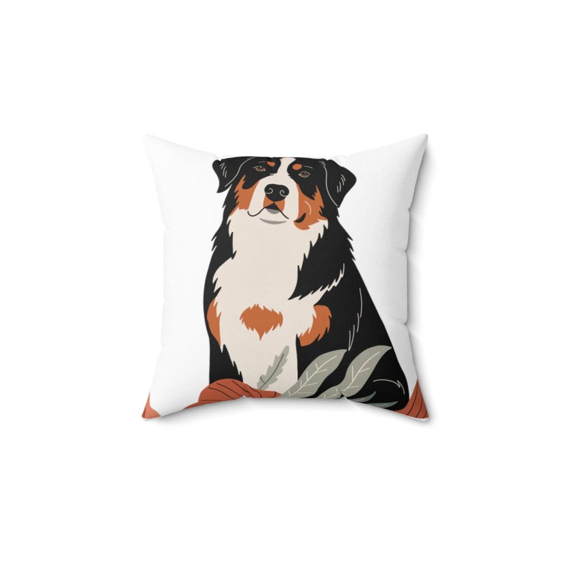14" × 14" — Back | Bernese Mountain Dog Cozy Hours Throw Pillow