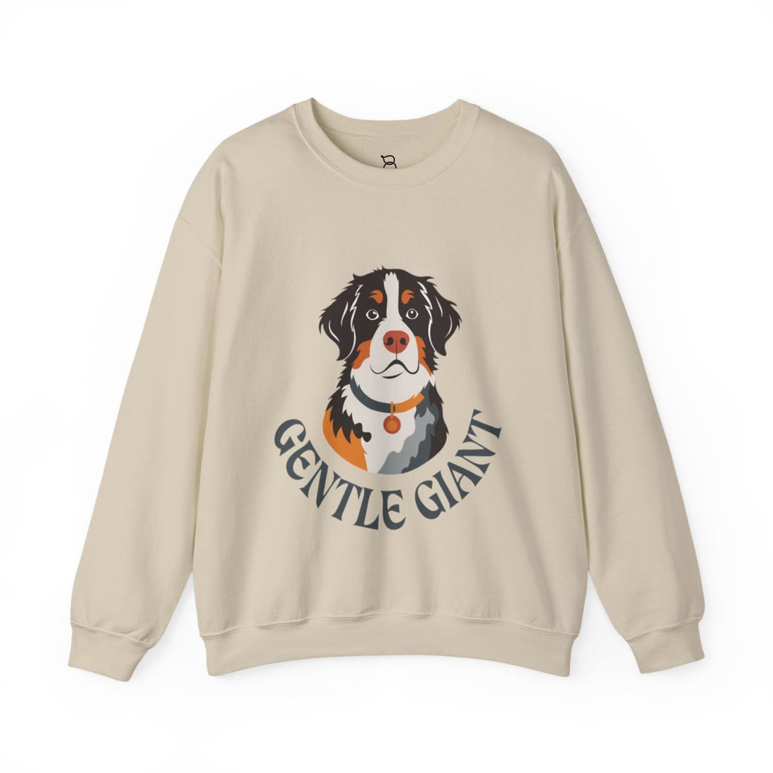 Sand — Front | Bernese Mountain Dog "Gentle Giant" Crewneck Sweatshirt