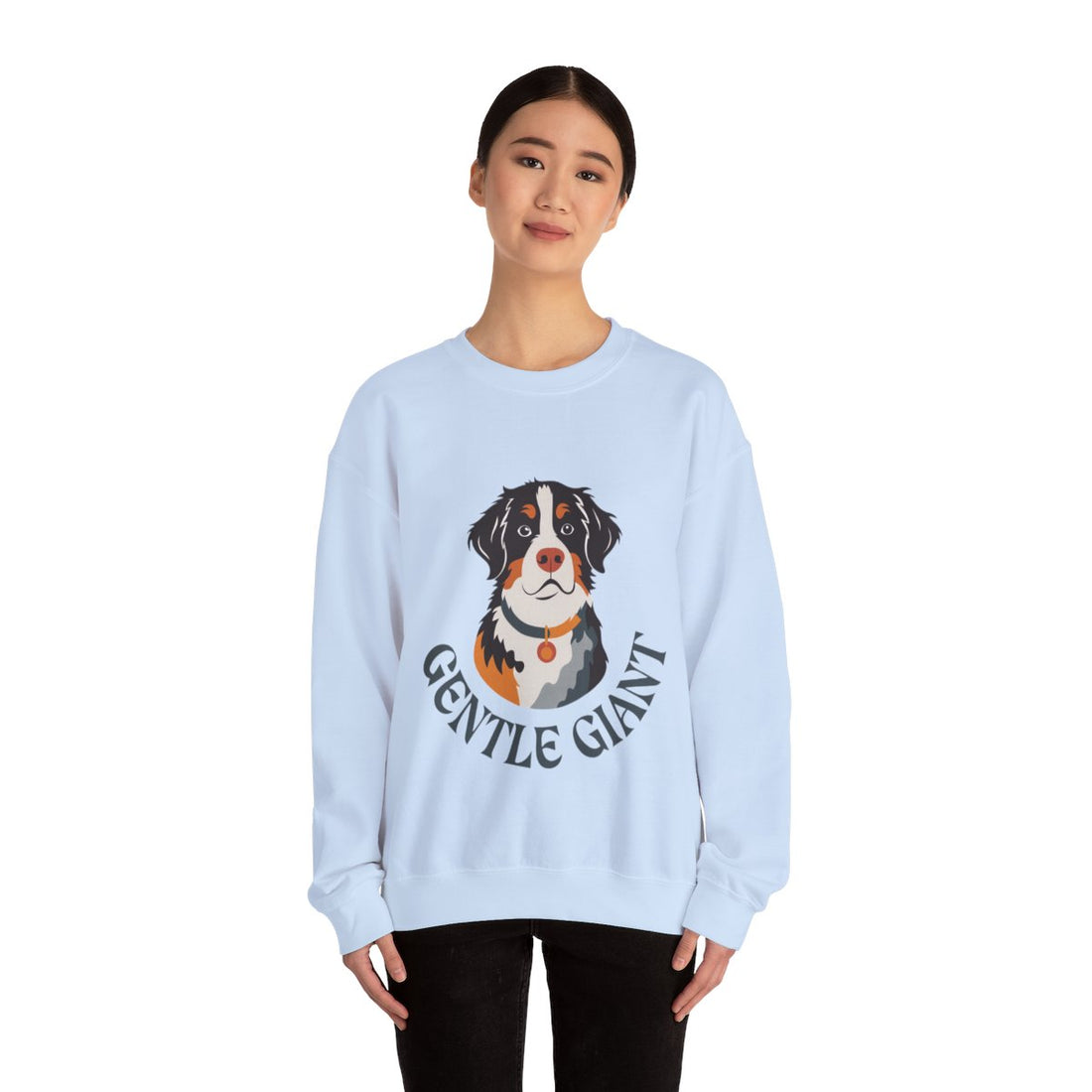 Light Blue — Lifestyle | Bernese Mountain Dog "Gentle Giant" Crewneck Sweatshirt