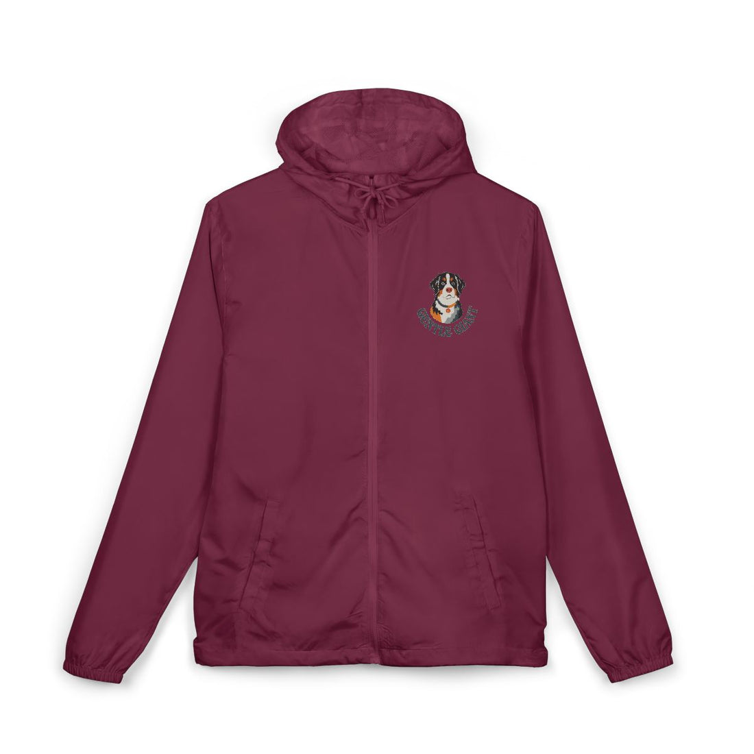 Maroon — Front | Bernese Mountain Dog "Gentle Giant" Windbreaker