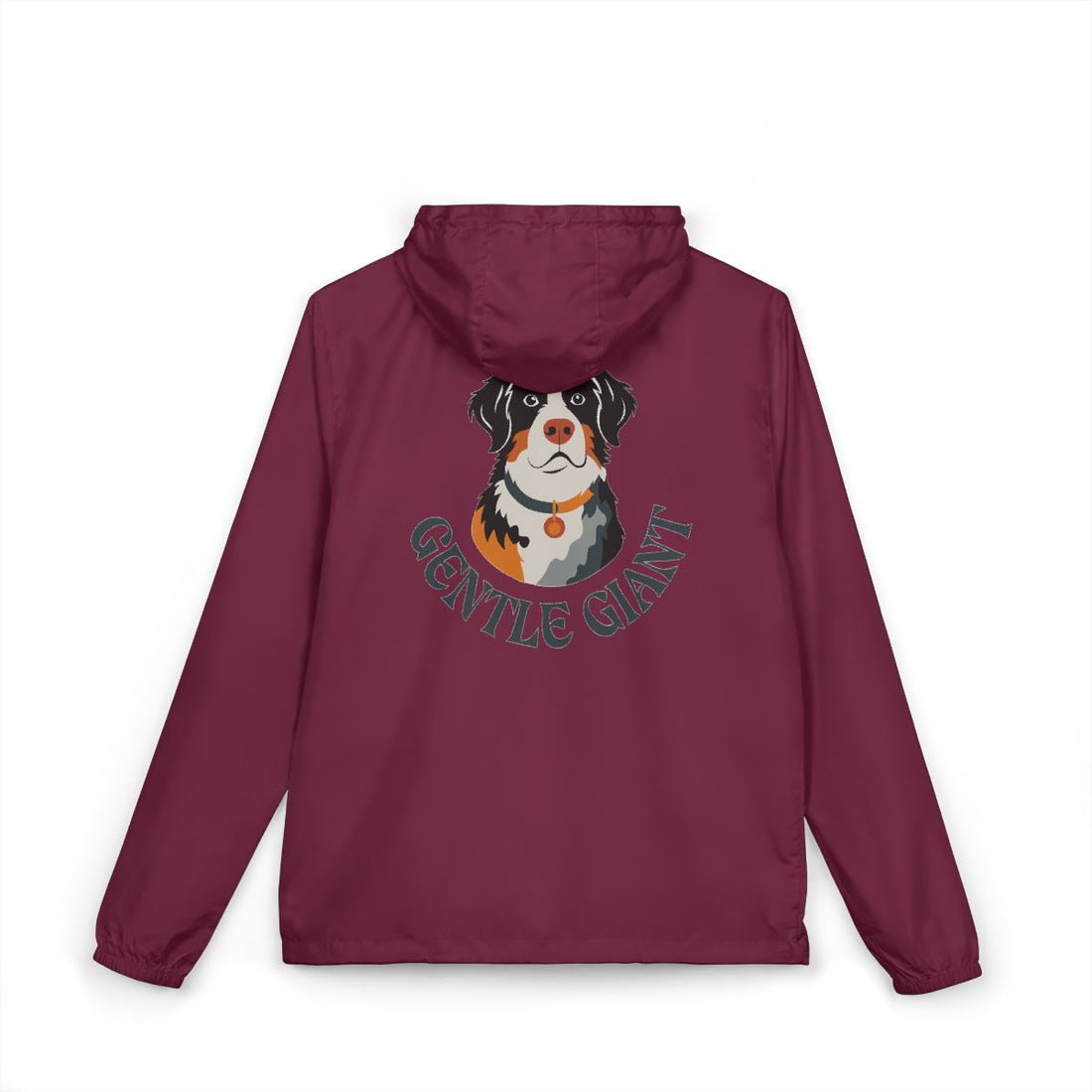 Maroon — Back | Bernese Mountain Dog "Gentle Giant" Windbreaker