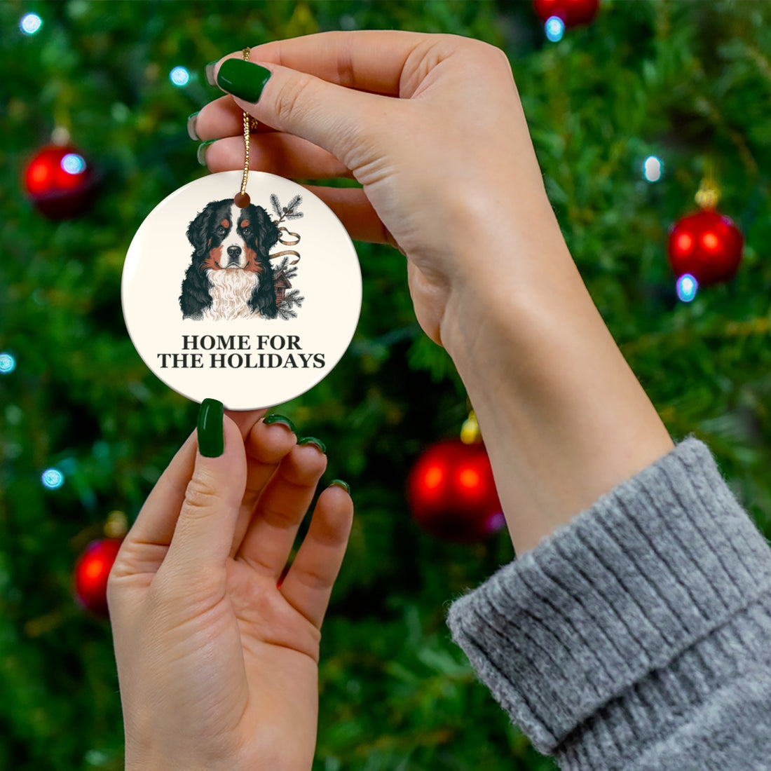 Lifestyle | Bernese Mountain Dog Home For The Holidays Ornament