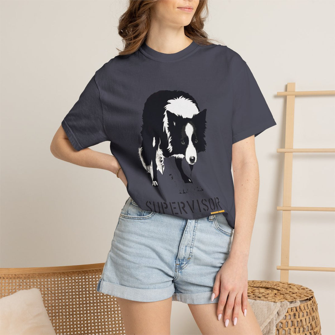 Navy — Lifestyle | Border Collie 'Supervisor' Garment-Dyed Tee