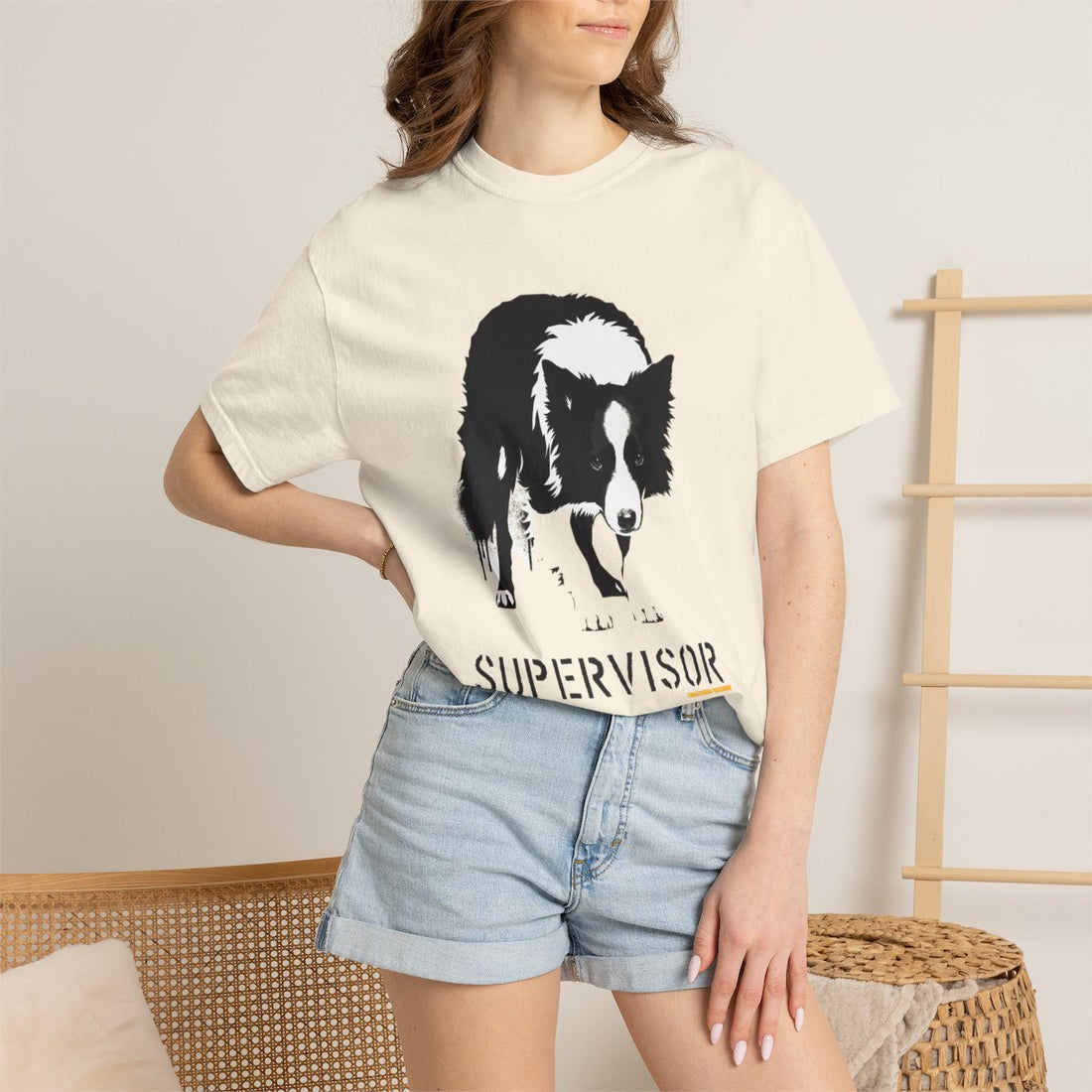Ivory — Lifestyle | Border Collie 'Supervisor' Garment-Dyed Tee