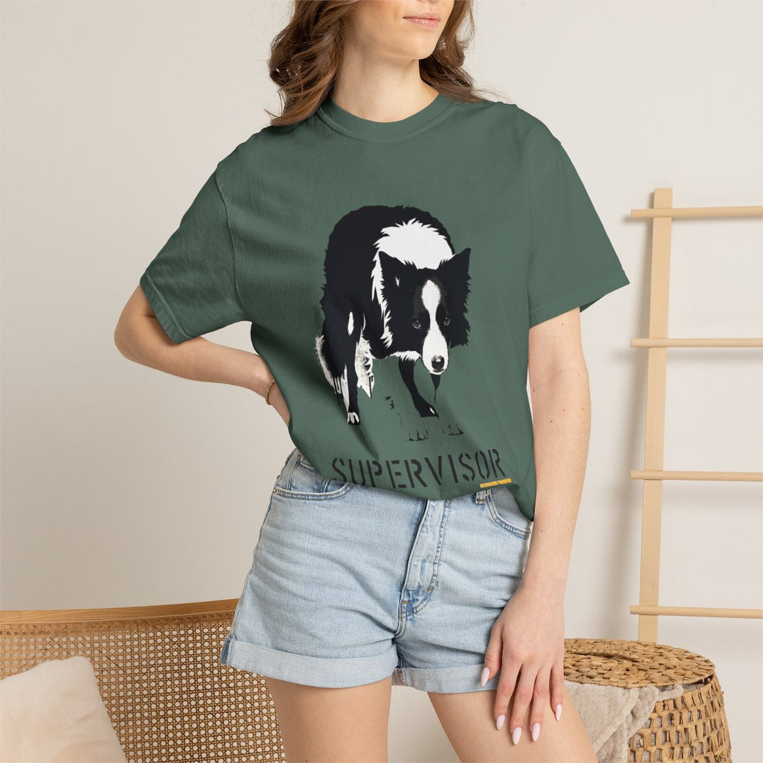Blue Spruce — Lifestyle | Border Collie 'Supervisor' Garment-Dyed Tee