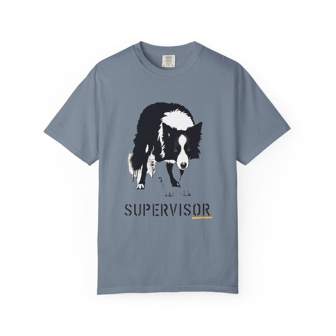 Blue Jean — Front | Border Collie 'Supervisor' Garment-Dyed Tee
