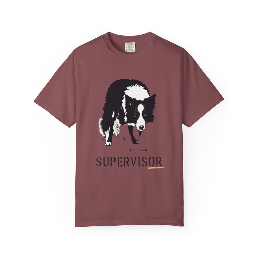 Border Collie 'Supervisor' Garment-Dyed Tee