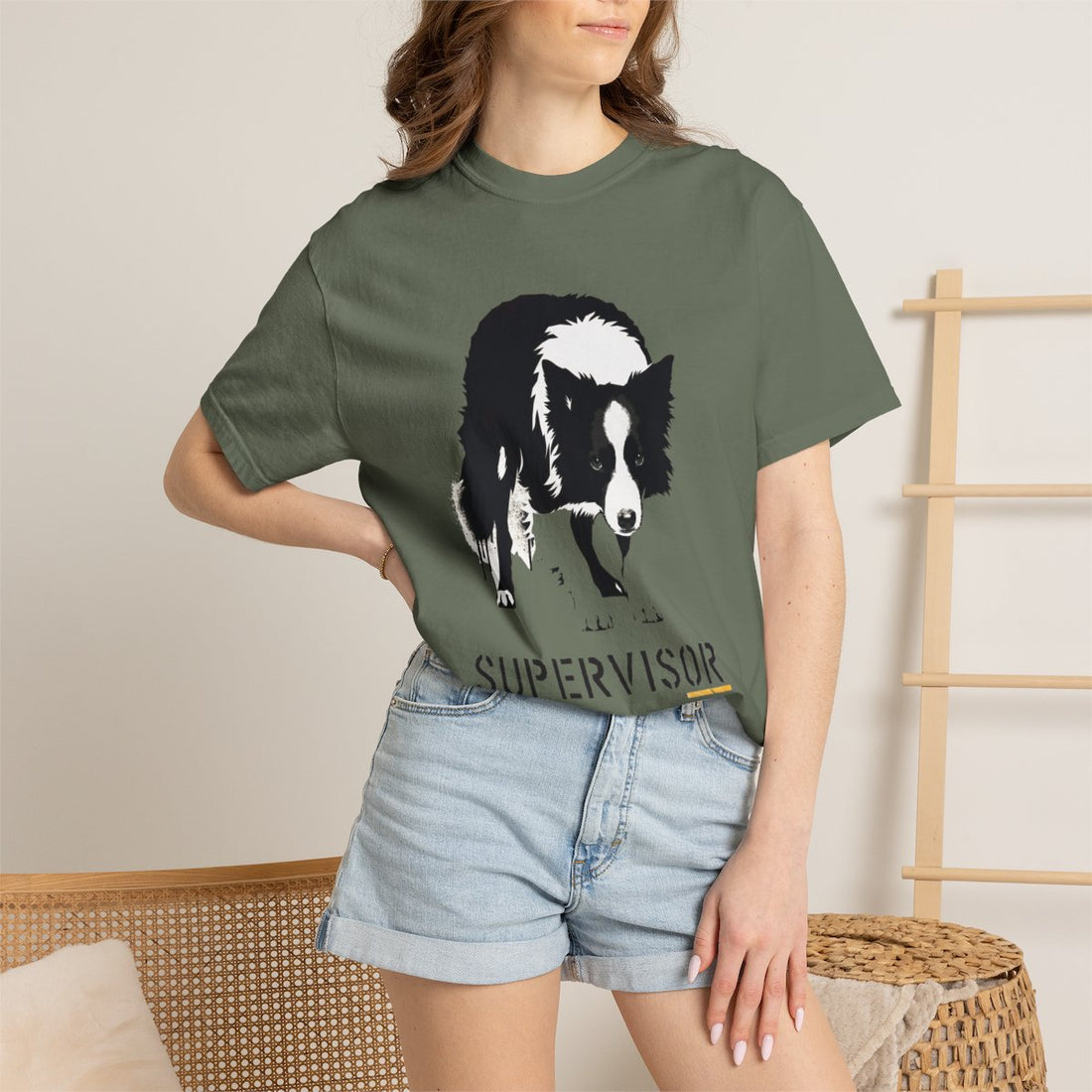 Moss — Lifestyle | Border Collie 'Supervisor' Garment-Dyed Tee