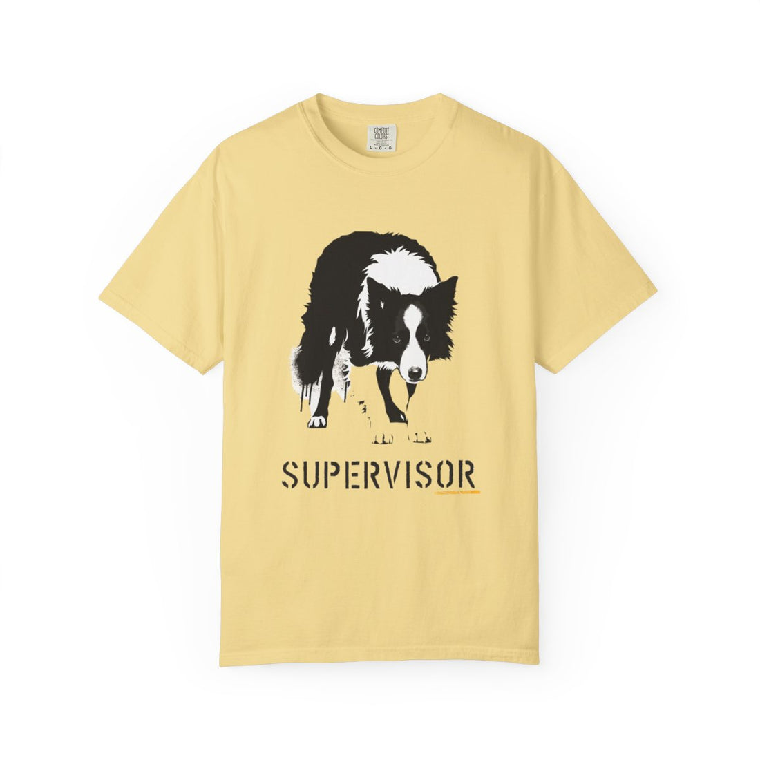 Butter — Front | Border Collie 'Supervisor' Garment-Dyed Tee