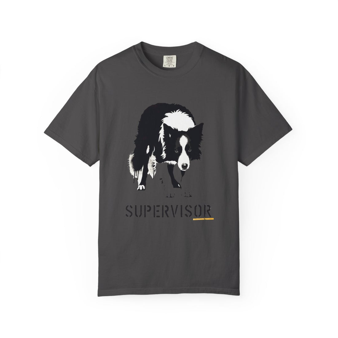 Graphite — Front | Border Collie 'Supervisor' Garment-Dyed Tee
