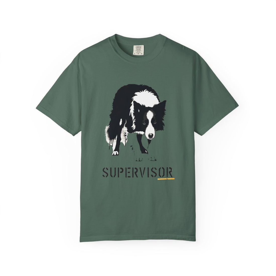 Blue Spruce — Front | Border Collie 'Supervisor' Garment-Dyed Tee