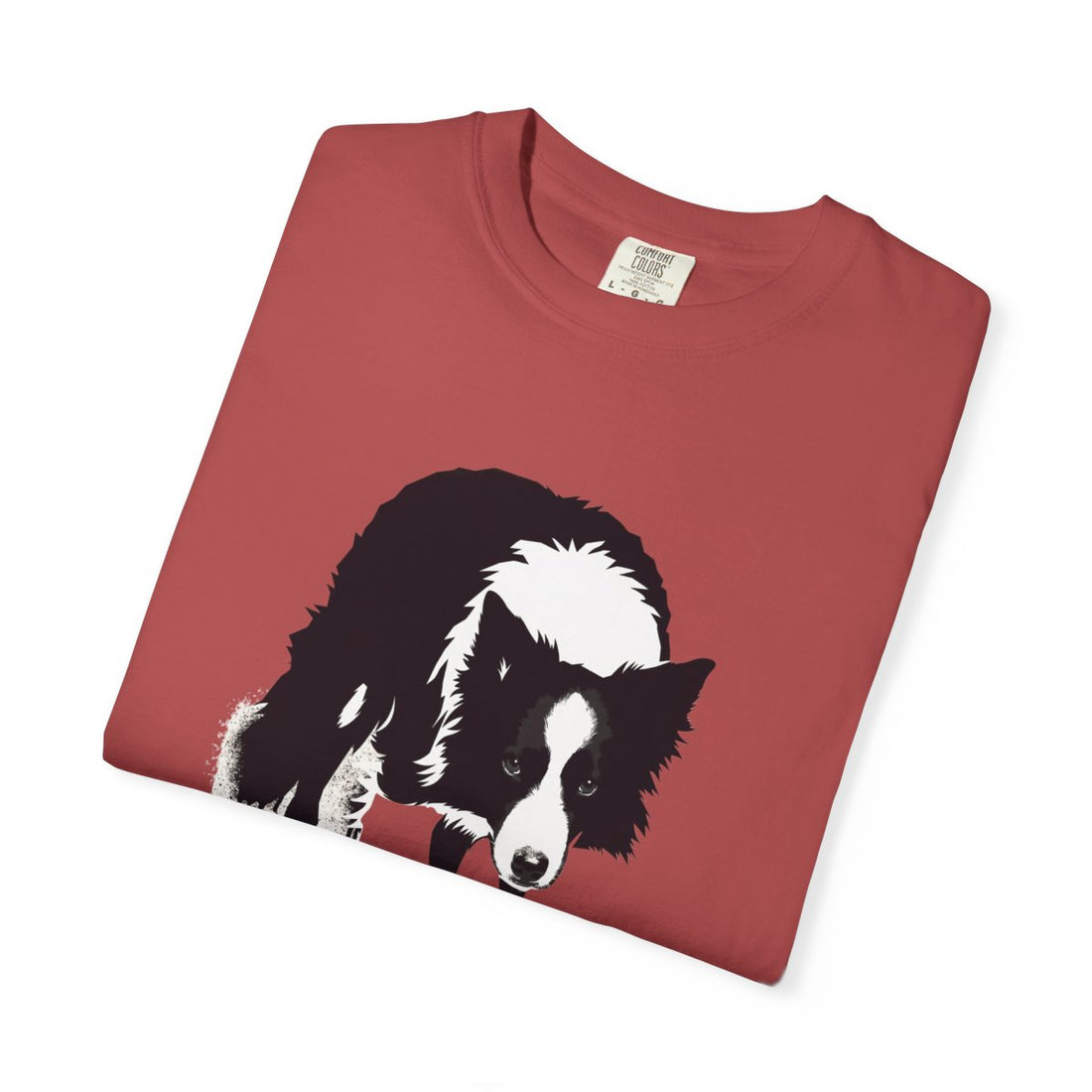 Crimson — Folded | Border Collie 'Supervisor' Garment-Dyed Tee