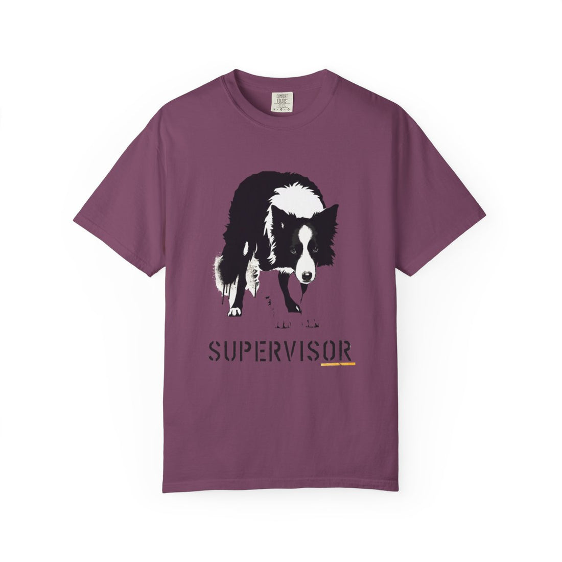 Berry — Front | Border Collie 'Supervisor' Garment-Dyed Tee