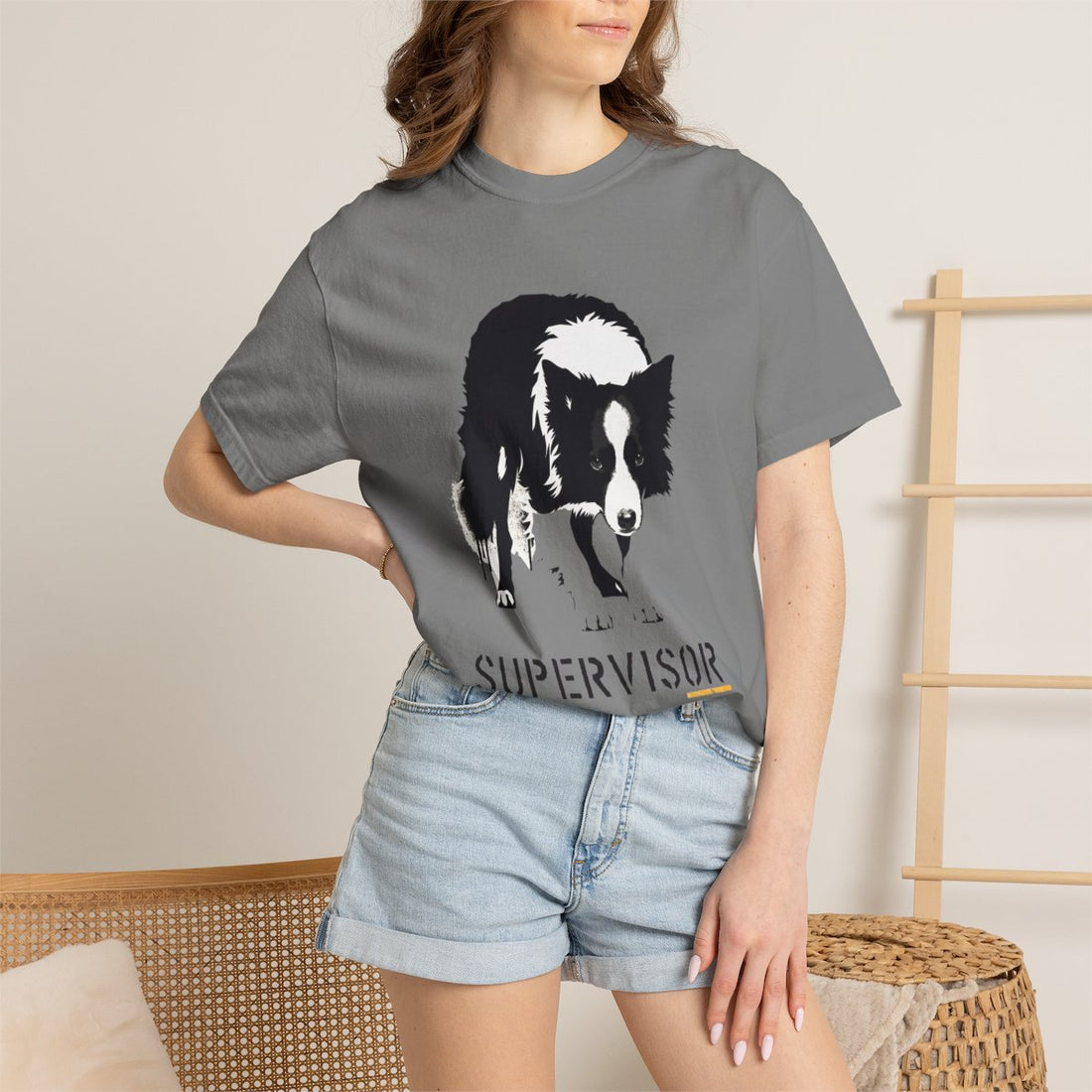 Grey — Lifestyle | Border Collie 'Supervisor' Garment-Dyed Tee