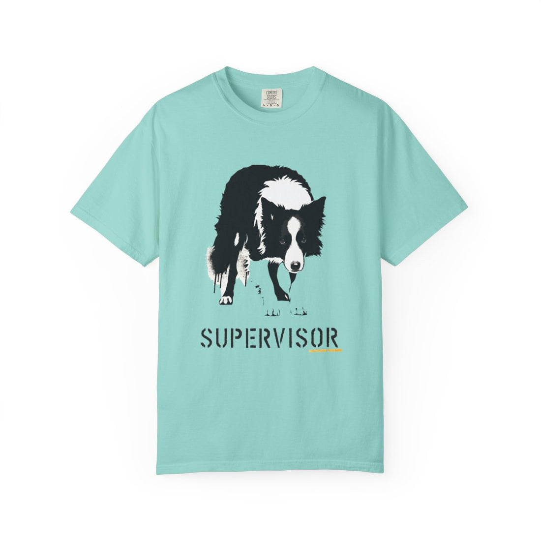 Chalky Mint — Front | Border Collie 'Supervisor' Garment-Dyed Tee