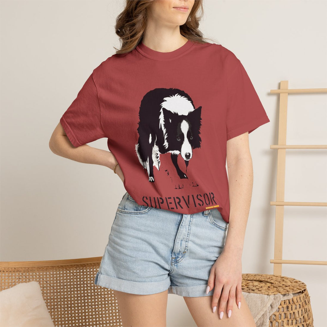 Crimson — Lifestyle | Border Collie 'Supervisor' Garment-Dyed Tee