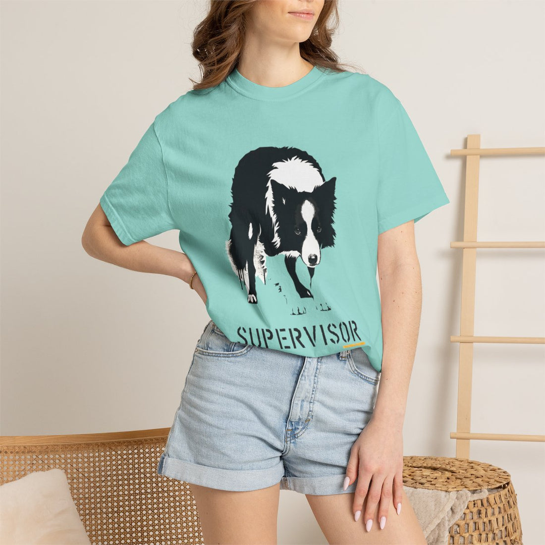 Chalky Mint — Lifestyle | Border Collie 'Supervisor' Garment-Dyed Tee