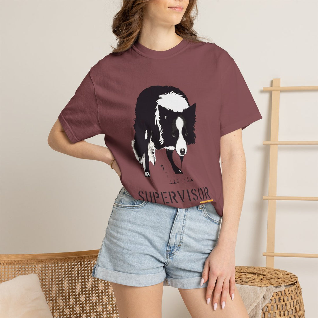 Brick — Lifestyle | Border Collie 'Supervisor' Garment-Dyed Tee