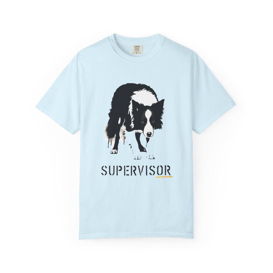 Chambray — Front | Border Collie 'Supervisor' Garment-Dyed Tee