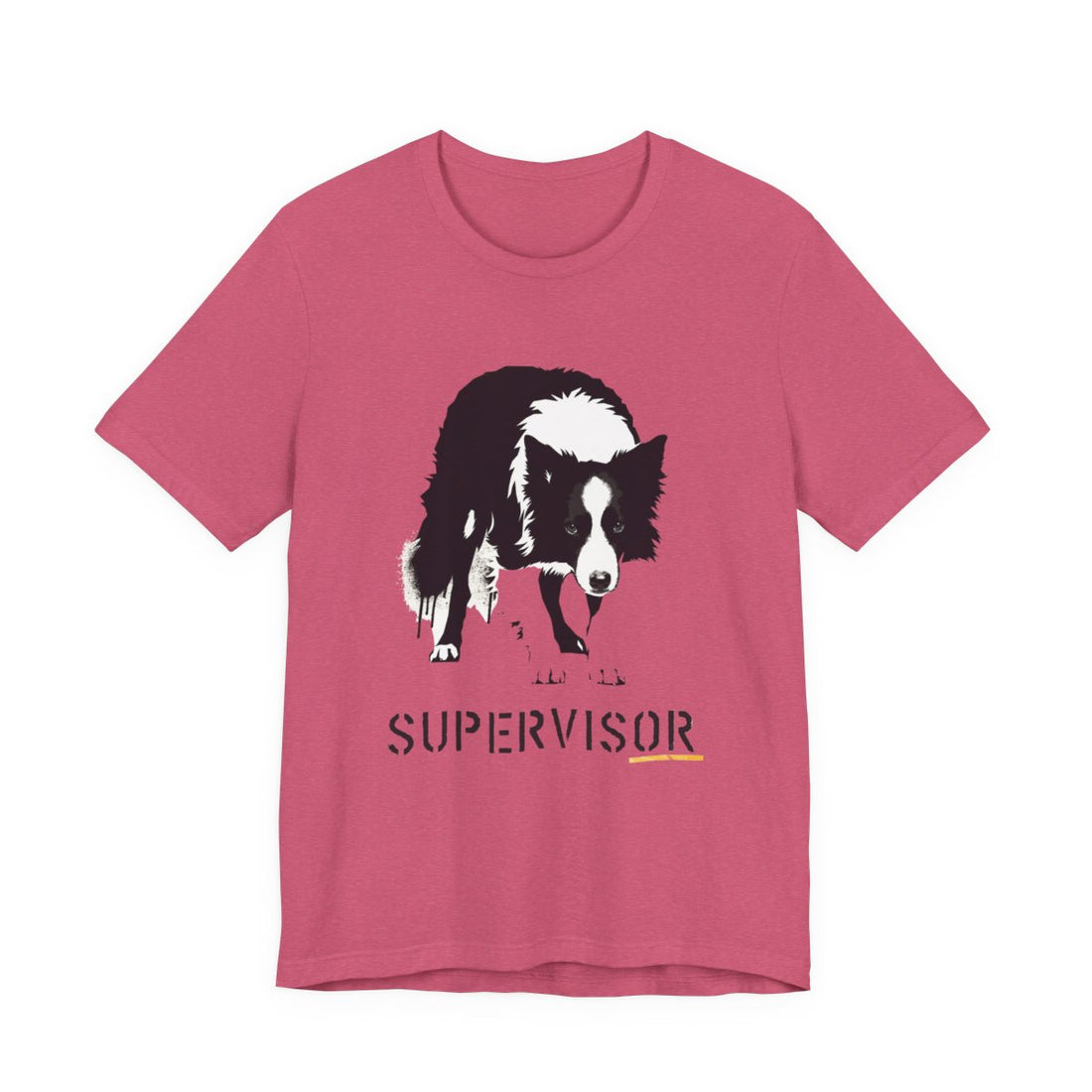 Heather Raspberry — Front | Border Collie 'Supervisor' Tee