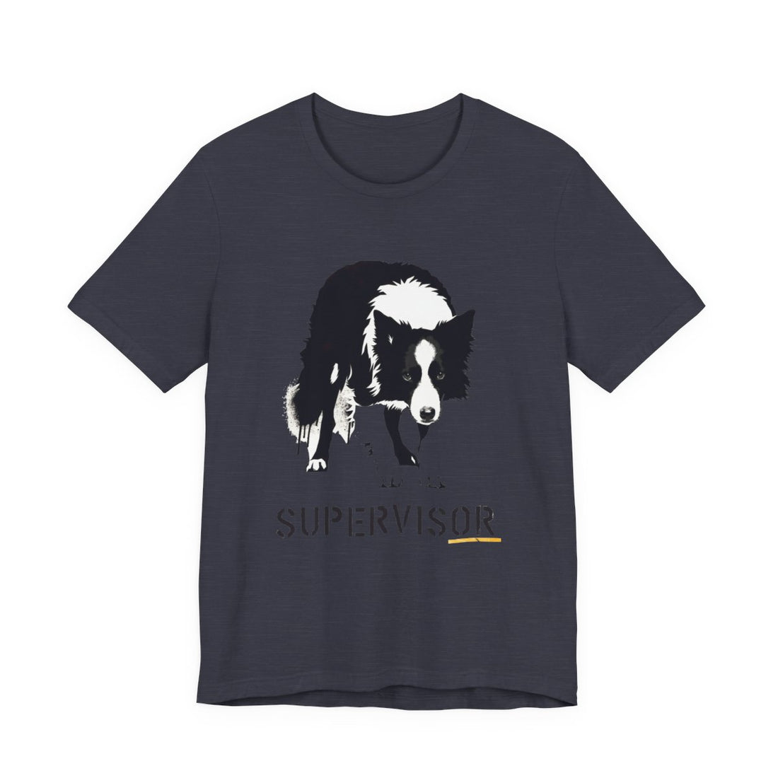 Heather Midnight Navy — Front | Border Collie 'Supervisor' Tee
