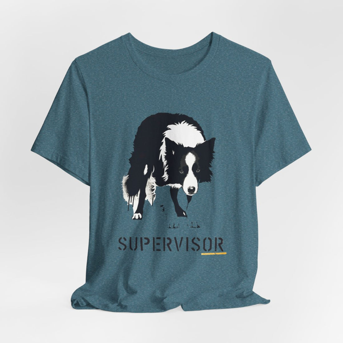 Heather Deep Teal — Hanging | Border Collie 'Supervisor' Tee