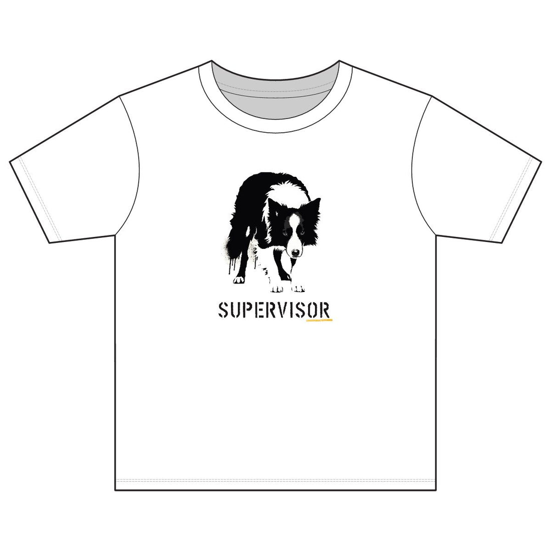 White — Front | Border Collie 'Supervisor' Youth Tee