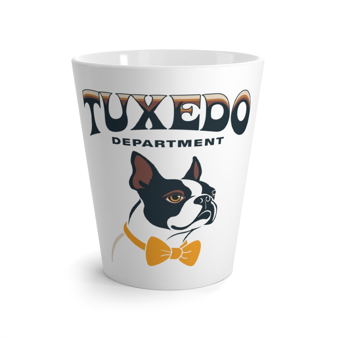 Front | Boston Terrier Latte Mug – Tuxedo Department
