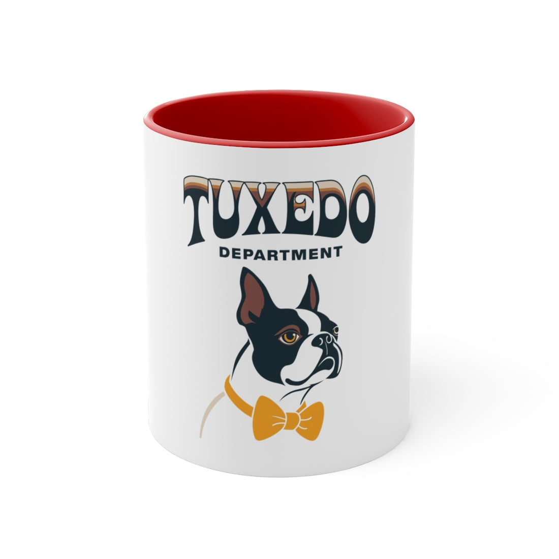 Red — Front | Boston Terrier Tuxedo Department Accent Mug