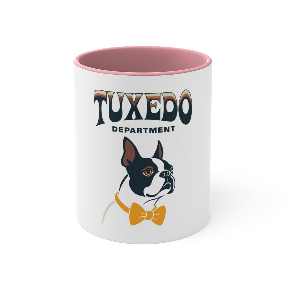 Pink — Front | Boston Terrier Tuxedo Department Accent Mug