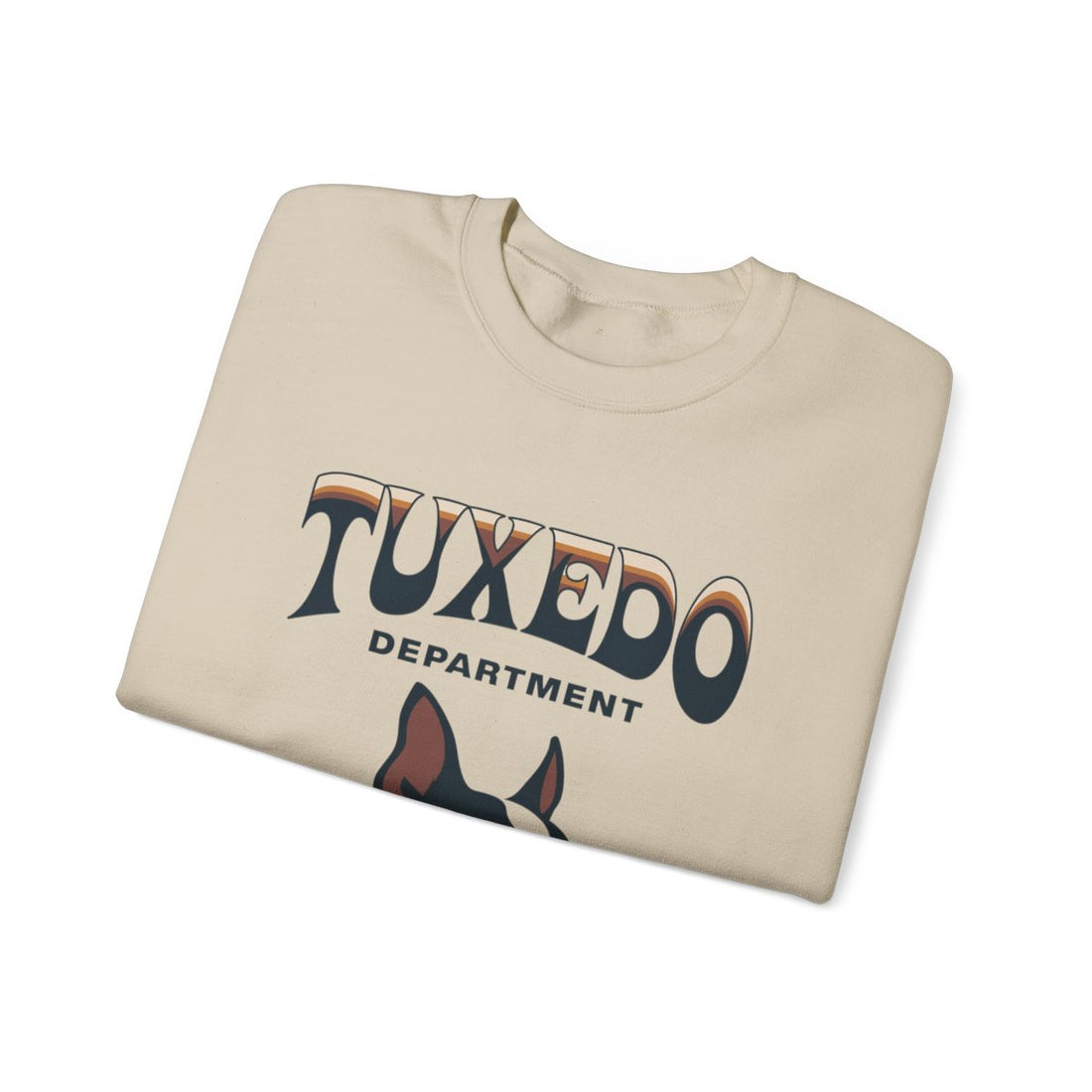 Sand — Folded | Boston Terrier Tuxedo Department Crewneck