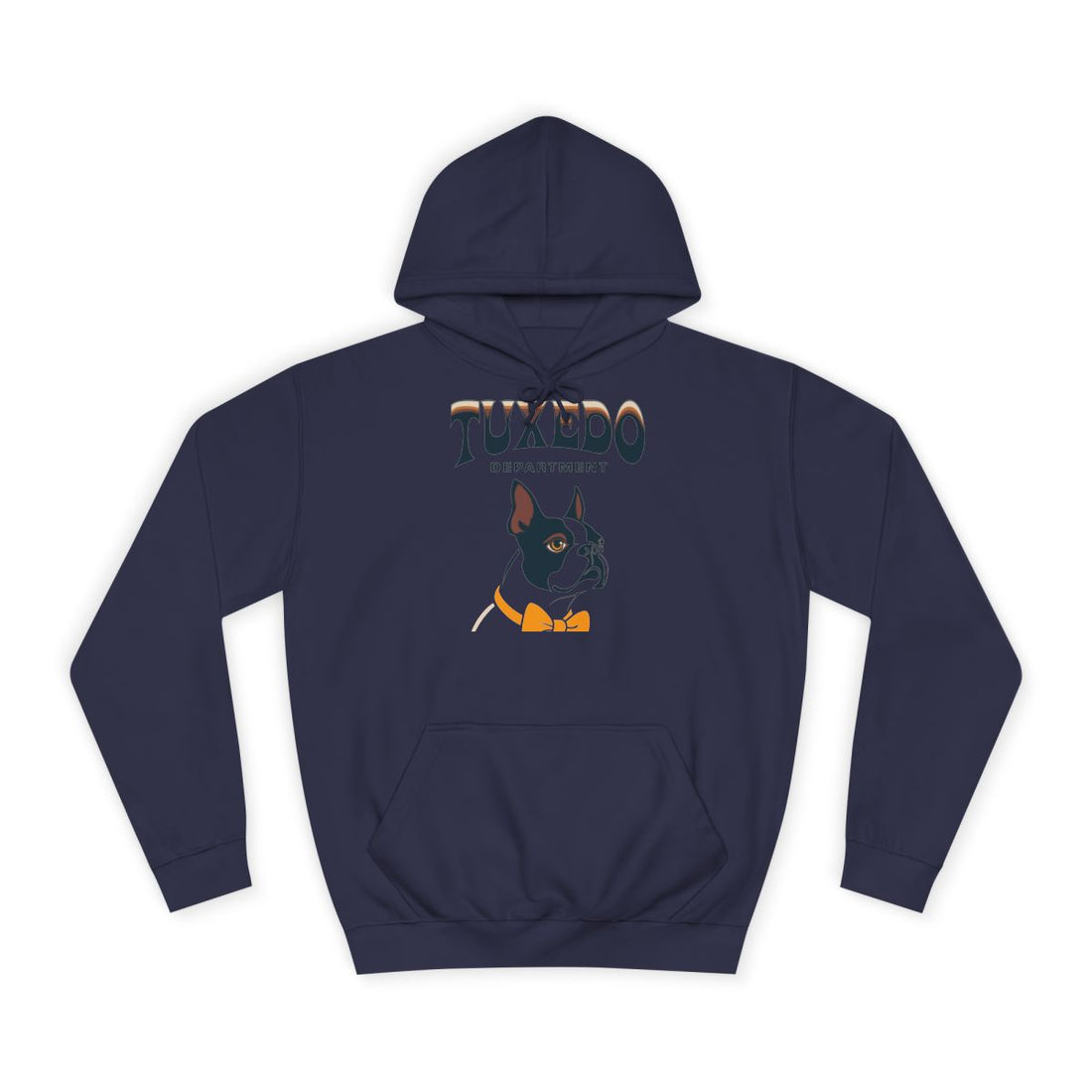 Oxford Navy — Front | Boston Terrier "Tuxedo Department" Hoodie